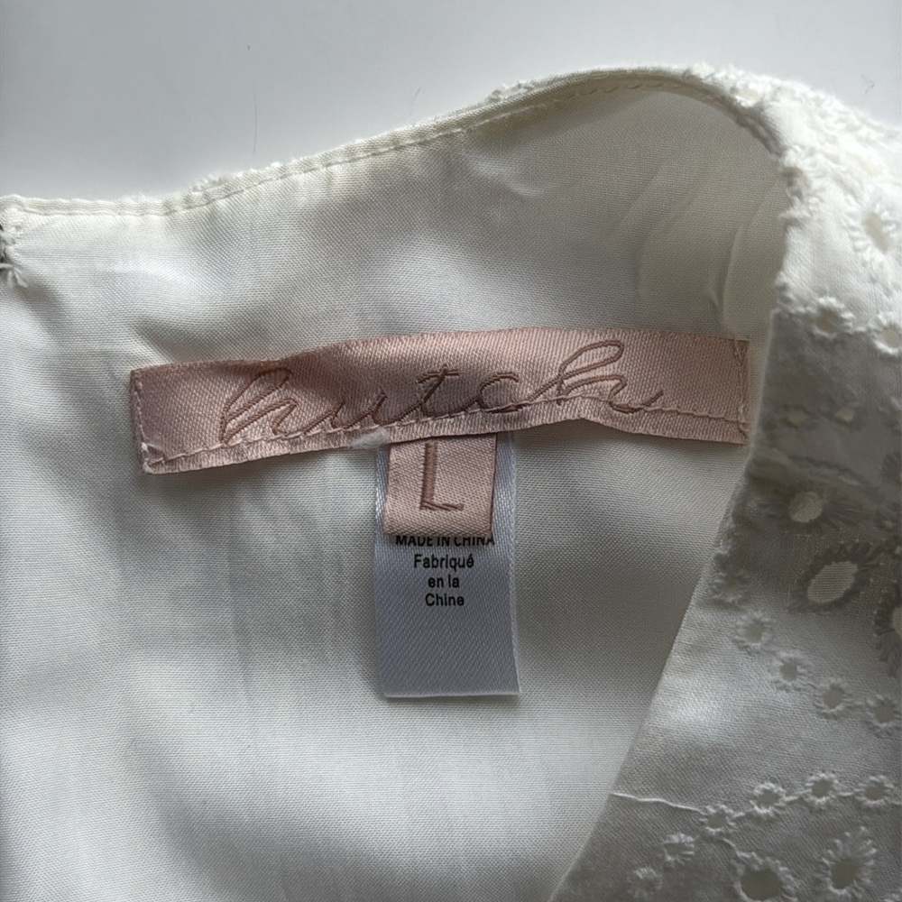 Anthropologie Hutch White Smocked-Waist Eyelet Jumpsuit Size L - Picture 7 of 15
